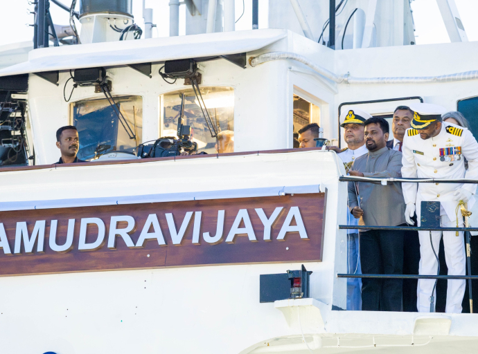 President Commissions Offshore Patrol Vessel ‘Samudravijaya’ into Sri Lanka Navy